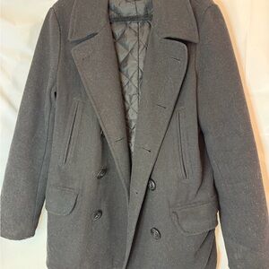 J.Crew Black Double-Breasted Dock Peacoat